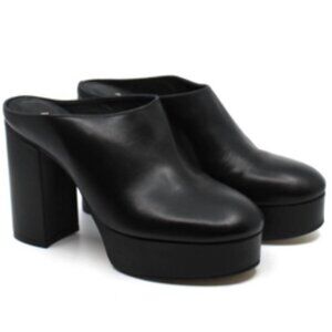 NWOT ALOHAS Clock Out Black Leather Clogs - Size EU 37